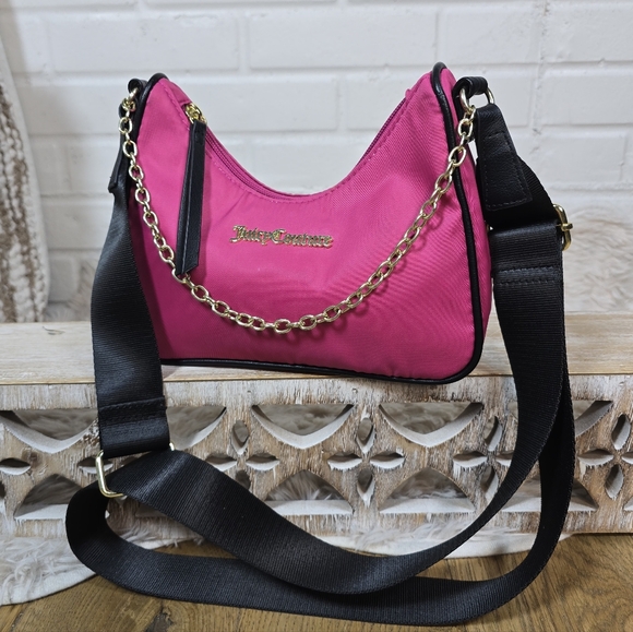 Juicy Couture Handbags - Juicy Couture Hot Pink Chain Detail Shoulder Crossbody Mini Bag